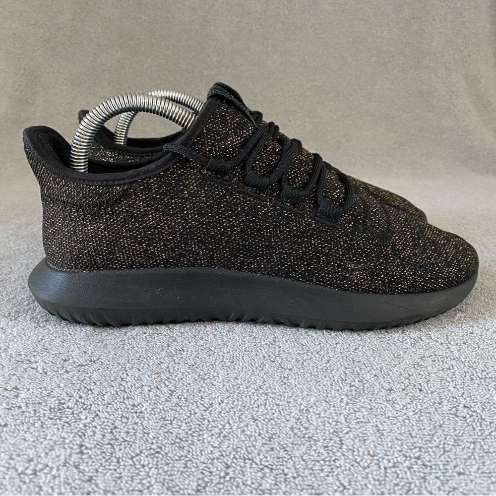 Adidas Mens 6.5 Womens 7.5 Tubular Running Shoes AC8424 Shadow Black Gold